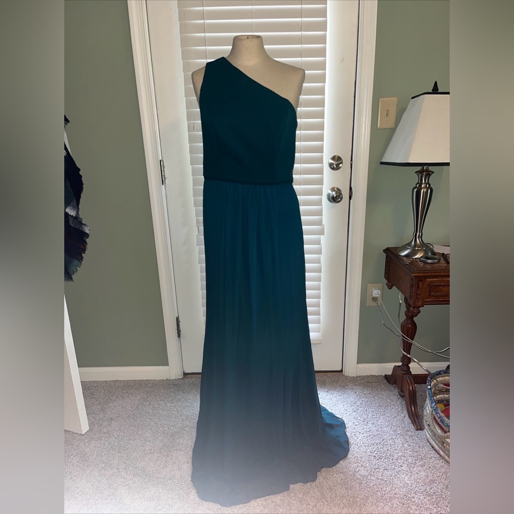NWT Adrianna Papell One-Shoulder Dress Hunter Sz 8